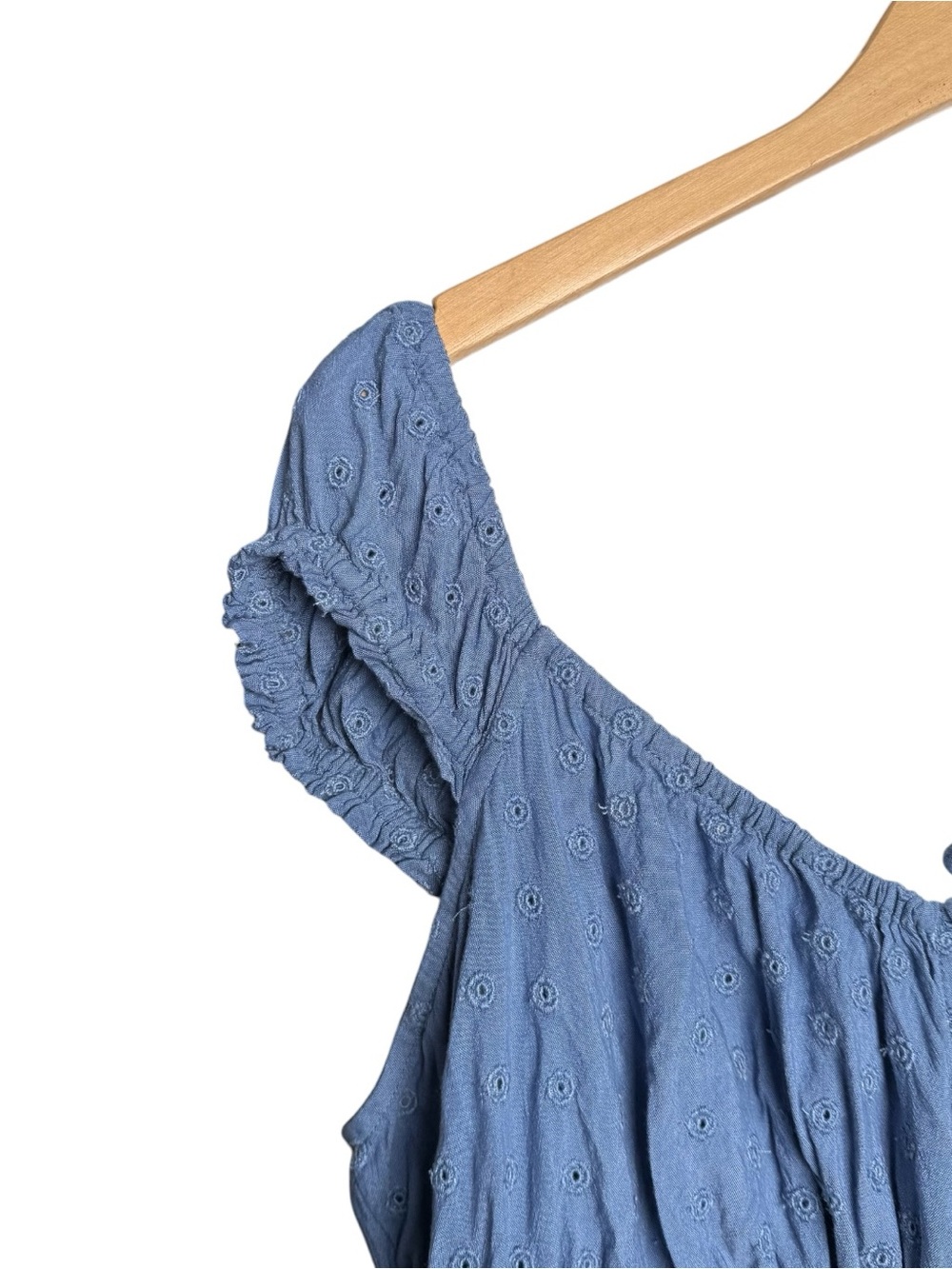 Old Navy Defined Smocked Waist Mini Dress Size XL Seaborne Blue Short Sleeve - Picture 9 of 16